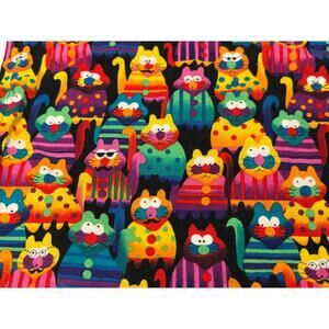 Bright Funny Cats Handmade Custom Pillow Cover, Whimsical, Silly Cats, Pet